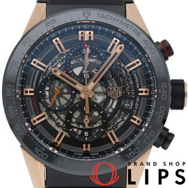【中古】【箱 保証書】 タグ・ホイヤー カレラ キャリバーホイヤー01 クロノグラフ Carrera Calibre HEUER01 Chronograph CAR205A.FT6087 K18PG/PVD/ラバー メンズ時計 透明