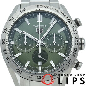 【中古】【箱 保証書】 タグ・ホイヤー カレラ キャリバーホイヤー02 スポーツ クロノグラフ グリーン Carrera Calibre 02 Sports Chronograph CBN2A10.BA0643 SS メンズ時計 グリーン