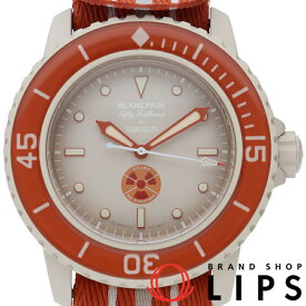 【中古】【箱 保証書】 スウォッチ ブランパン×スウォッチ バイオセラミック フィフティファゾムス アークティック オーシャン Blancpain x Swatch Bioceramic Fifty Fathoms Arctic Ocean S035N100 バイオセラミック/ナイロン メンズ時計 ベージュ