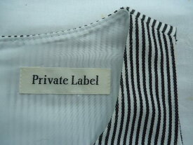 ★古着/レディース★Private Label/プライベートレーベル★ノースリーブワンピース/白黒ストライプ/タイト/Mサイズ/ベルト通し付★併1609 【中古】