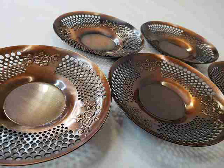 楽天市場】純銅製 茶托 5客セット 花模様 美品 AZ-7 : リトルタフ