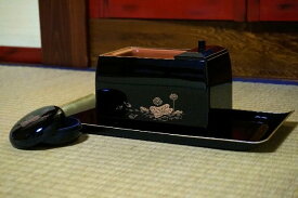焼香セット　蓮柄　5．0寸　【廻し香炉】　黒色、朱色から選べます［仏具］