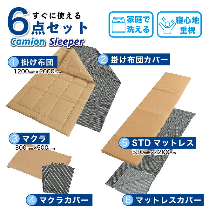 楽天市場】カミオンスリーパー 高機能布団6点セット ジェットイノウエ 