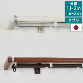 伸縮 遮光カーテンレール ダブル 1.1~2.0m 1.6～3.0m 光漏れ防止 TOSO トーソー 遮光 遮音 静音 リネア 正面付け リターン仕様 カーテンレール 白 木目ホワイト 木目ブラウン【送料無料】 直送