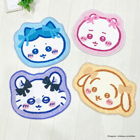 ≪全4種≫ インテリアマット ちいかわ ハチワレ うさぎ モモンガ 玄関マット チェアクッション グッズ キャラクター マット 室内用 多用途 滑り止め 小さめ 可愛い 約40cm リボンピンク 送料無料 直送 モリシタ