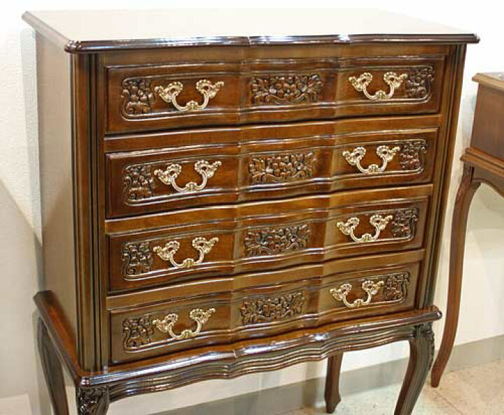 楽天市場】イタリア製 輸入家具 チェスト 4段 ネコ脚 彫刻 リビング  