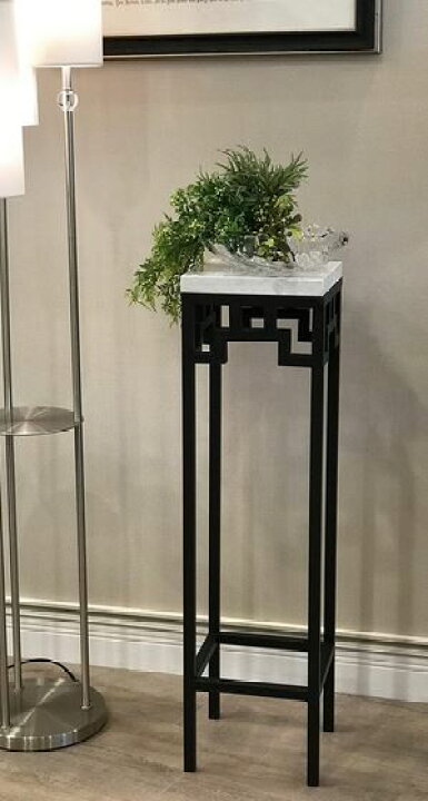 楽天市場】輸入家具 花台 フラワースタンド アイアン 黒 大理石 