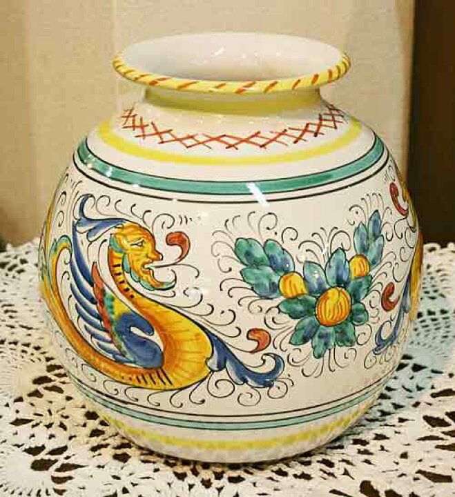 楽天市場】イタリア製 輸入雑貨 花瓶 マヨルカ焼き デルータ Deruta  