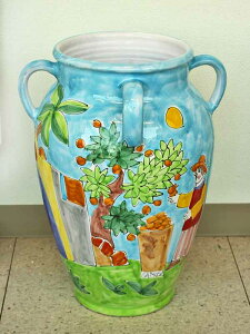 イタリア製 輸入雑貨 花瓶 傘立て ラ・ムーザ LA MUSA リビングスタジオ 直輸入 フラワーベース 手描き 陶器 シチリア CT-14 送料無料