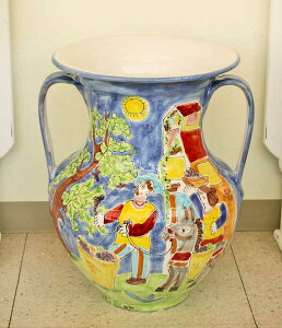 イタリア製 輸入雑貨 花瓶 傘立て ラ・ムーザ LA MUSA リビングスタジオ 直輸入 フラワーベース 手描き 陶器 シチリア RUB-845 送料無料