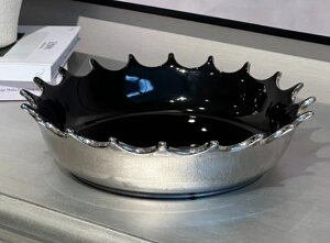 輸入雑貨 ボウル トレー 小物入れ コンポート 水滴 リビングスタジオ 直輸入 陶器 シルバー モダン ユニーク アクセサリー FC-22147 送料無料