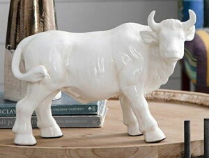 輸入雑貨 置物 牛 ウシ 陶器 リビングスタジオ 直輸入 オブジェ オーナメント ヨーロピアン アンティーク シャビーシック 85535CW 送料無料