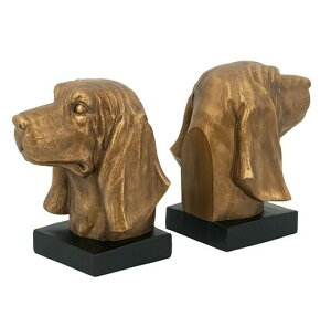 輸入雑貨 ブックエンド イヌ ブロンズ風 リビングスタジオ 直輸入 犬 本立て アンティーク ヨーロピアン シャビー AN-5519 送料無料