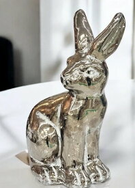輸入雑貨 ウサギ 兎 置物 オブジェ シルバー リビングスタジオ 直輸入 テラコッタ アンティーク風 モダン ラグジュアリー 85662RB 送料無料