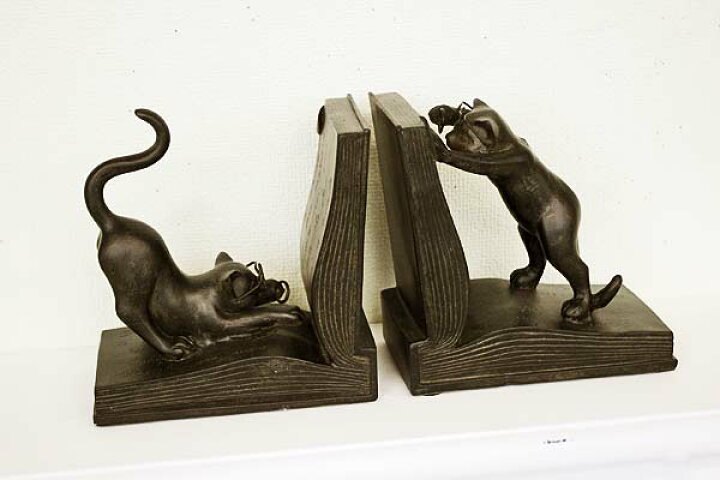 楽天市場】輸入雑貨 ネコ ブックエンド 本立て 置物 オブジェ リビング 