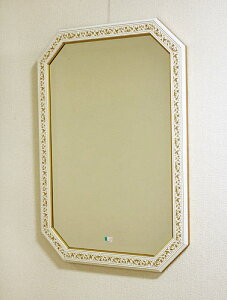 イタリア製 輸入雑貨 ミラー 八角形 ホワイト ゴールド 48X68 Bertozzi ベルトッツィ リビングスタジオ 直輸入 クラシック 808838 対象地域送料無料