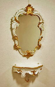 イタリア製 輸入雑貨 ミラー コンソール ロココ 白 アイボリー リビングスタジオ 直輸入 ISA イサス アンティーク シェルフ c443-cp69 対象地域送料無料