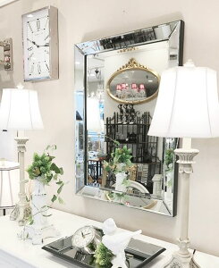 輸入雑貨 ミラー ミラーフレーム シルバー シンプル モダン リビングスタジオ 直輸入 ヨーロピアン 姫系 60X80 XR-3560-70 対象地域送料無料