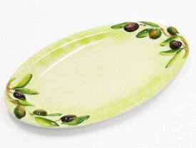 イタリア製 輸入雑貨 皿 オリーブ プレート リビングスタジオ 直輸入 楕円 パスタ ディナー サラダ オードブル バッサーノ 陶器 P2-1327SV