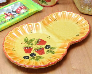ポルトガル製 輸入雑貨 コンビトレー ケーキ皿 デザート皿 リビングスタジオ 直輸入 取り皿 イエロー 黄色 イチゴ 小皿 陶器 PFA-24A-FS
