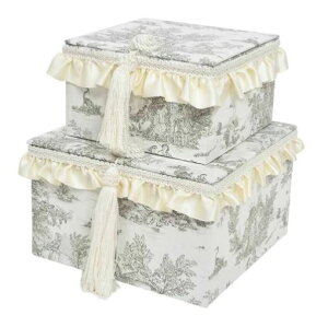 輸入雑貨 ボックス 2点セット 小物入れ ジェニファーテイラー Toile de Jouy トワル ド ジュイ Jennifertaylor 宝石箱 33146BX 送料無料