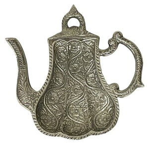 輸入雑貨 トレー トレイ ティーポット型 真鍮 シルバー リビングスタジオ 直輸入 小物入れ アンティーク クラシック 姫系 87128TY-SV