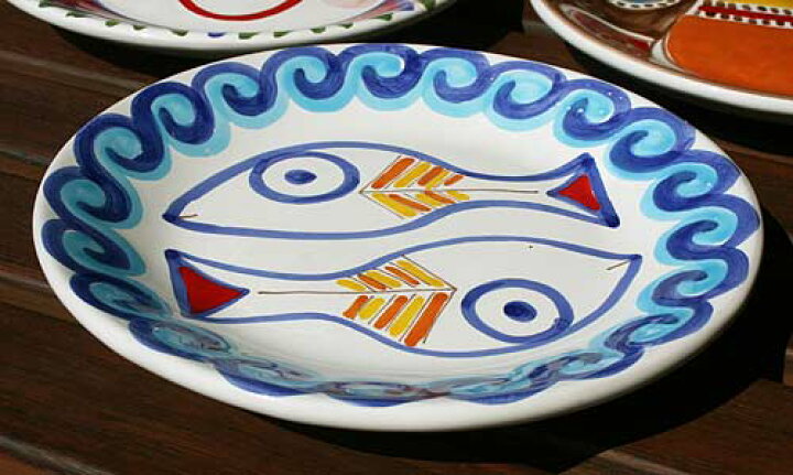 楽天市場】イタリア製 輸入雑貨 絵皿 サカナ 魚 手描き ブルー