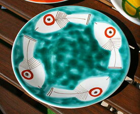 イタリア製 輸入雑貨 絵皿 魚 サカナ グリーン 手描き デシモーネ Desimone デシモネ シチリア 陶器 壁飾り ハンドペイント 537it