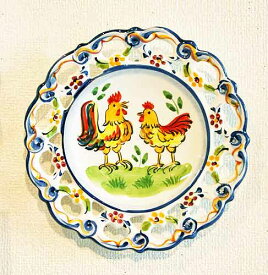 ポルトガル製 輸入雑貨 絵皿 壁飾り ガロ 雄鶏 リビングスタジオ 直輸入 透かし クラシック ロココ バロック アルコバサ 姫系 PFA-477ch