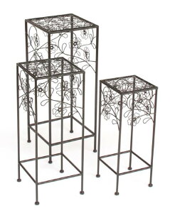 輸入家具 プランタースタンド 3段 アイアン 黒 リビングスタジオ 直輸入 花台 サイドテーブル フラワー アンティーク シャビー 姫系 197004 送料無料
