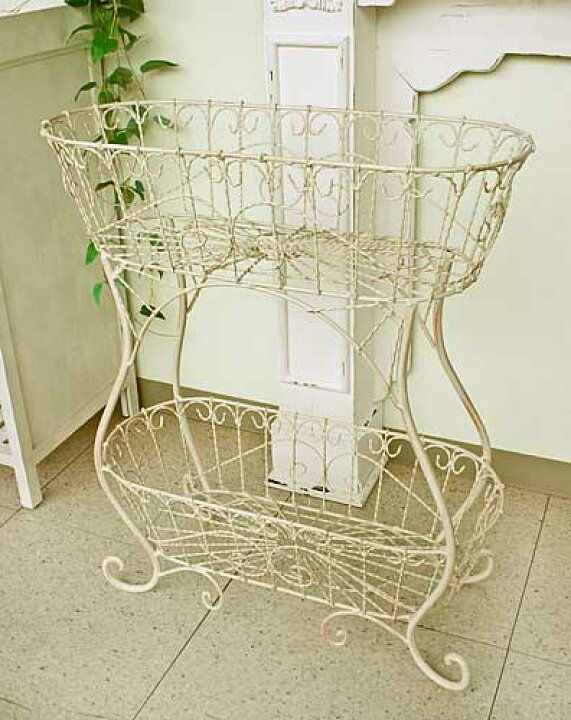 楽天市場】輸入家具 マルシェ 2段スタンドバスケット プランター  