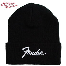 アメリカンニードル American Needle 「FENDER cuffed knit」フェンダー 刺繍 アクリル ニット帽 ニットキャップ ビーニー 帽子 カラー：BLACK アメカジ ファッション メンズ レディース ぼうし ハット