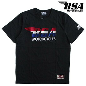 BSA ビーエスエー メンズ 半袖Tシャツ カラー：BLACK オートバイ バイク 刺繍