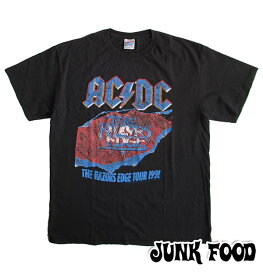 JUNK FOOD/ジャンクフード メンズ半袖Tシャツ ヴィンテージ加工 AC/DC ロックTシャツ/バンドTシャツ