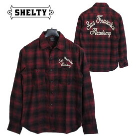 SHELTY/シェルティ メンズ フランネル オンブレチェック長袖シャツ カラー：RED チェーン刺繍/ネルシャツ