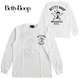 ベティーブープ Betty Boop メンズ 長袖Tシャツ ロンT カラー：OFF WHITE キャラクター 刺繍 送料無料 SALE