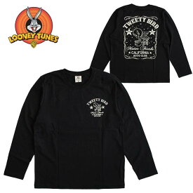 Looney Tunes（ルーニー・テューンズ） メンズ 長袖Tシャツ/ロンT カラー：BLACK トゥイーティー/トゥイティー/キャラクター/チェーン刺繍 送料無料