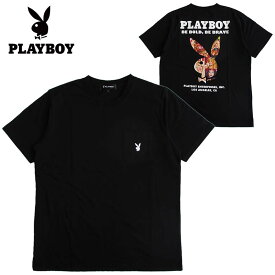 PLAYBOY プレイボーイ ポケット付 半袖Tシャツ メンズ レディース カラー：BLACK