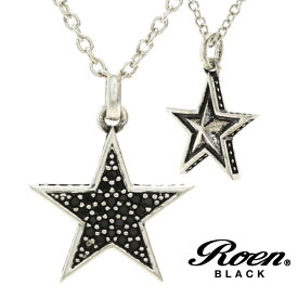 Roen BLACK/ロエンブラック スターペンダント ネックレス キュービックジルコニア シルバーカラー 星 メンズアクセサリー/正規ライセンス品 SALE