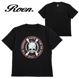 Roen ロエン メンズ 半袖Tシャツ カラー：BLACK レディース ロゴ ファッション カットソー プリント スカル 丸首 ストリート カジュアル ギフト プレゼント