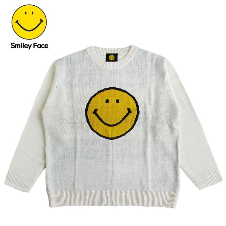 楽天市場 スマイリー フェイス Smiley Face メンズ ジャガード クルーセーター カラー Off White キャラクター レディース ニコちゃんマーク ニコニコマーク スマイルマーク Ll Factory