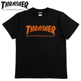 THRASHER/スラッシャー メンズ 半袖Tシャツ 「MAG LOGO」 カラー：BLACK×ORENGE 日本正規ライセンス商品 SALE