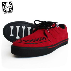 TUK/ティーユーケー メンズ レディース VLKスニーカー 「Lucious Red Suede D-Ring Interlace Sneaker」 A3045 スウェード ラバーソール 靴 パンク ロカビリー モッズ 送料無料