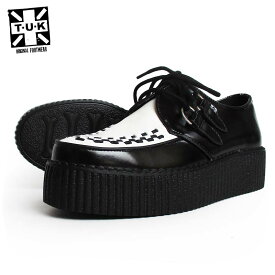 TUK/ティーユーケー ラバーソール 「Classic Two-Tone Creepers」BLACK×WHITE V6804 メンズ レディース 本革 靴 スニーカー 厚底 パンク ロカビリー ファッション モッズ 送料無料