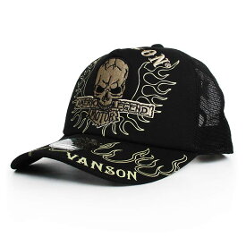 VANSON バンソン ツイルメッシュキャップ 帽子 スカル 刺繍 メンズ レディース アメカジ ファッション ぼうし ハット 刺繍 送料無料