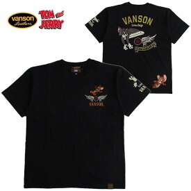 VANSON/バンソン トムとジェリー コラボ メンズ 天竺半袖Tシャツ トム＆ジェリー/キャラクター/刺繍/レディース 送料無料