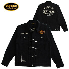 VANSON バンソン メンズ 刺繍 Gジャン デニムジャケット チェーン刺繍 カラー：BLACK アウター 送料無料