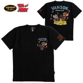 VANSON/バンソン トムとジェリー コラボ 天竺半袖Tシャツ メンズ レディース トム＆ジェリー キャラクター 刺繍 送料無料