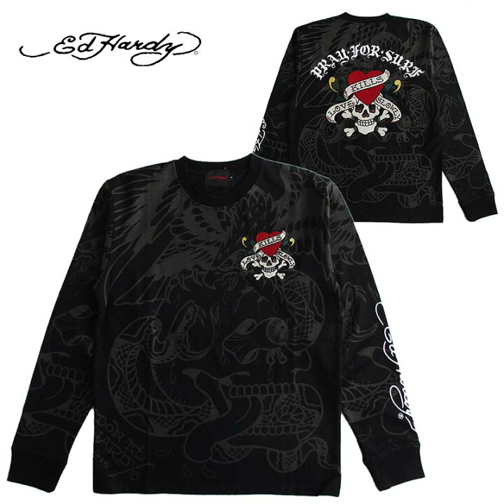 楽天市場】エド・ハーディー Ed Hardy 長袖Tシャツ（ロンT） 刺繍 