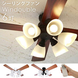 シーリングファン Windouble 6灯 BIG-102 plusmore 天井照明 【空調 白熱灯 電球型蛍光ランプ 空気 循環 空調機 リモコン】 [直送品] 【ポイント2倍】